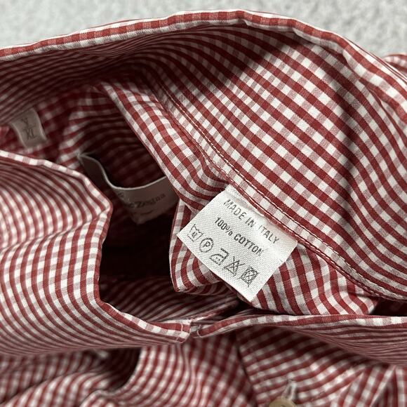 Ermenegildo Zegna Shirt Men XL Red Button Long Sleeve Made Italy Soft - Picture 4 of 15